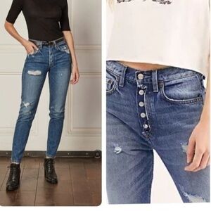 Boyish Jeans Billy Runaway High Rise Distressed Size 26